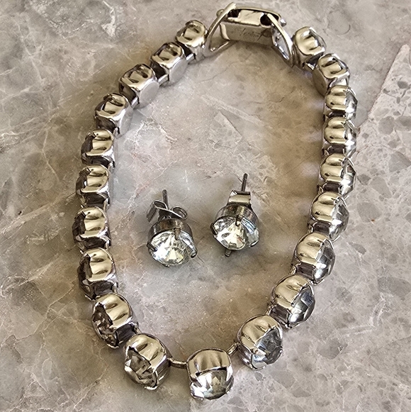 Vintage 1950 Coro rhinestone tennis bracelet set w/earring for Carol Channing - Picture 7 of 8